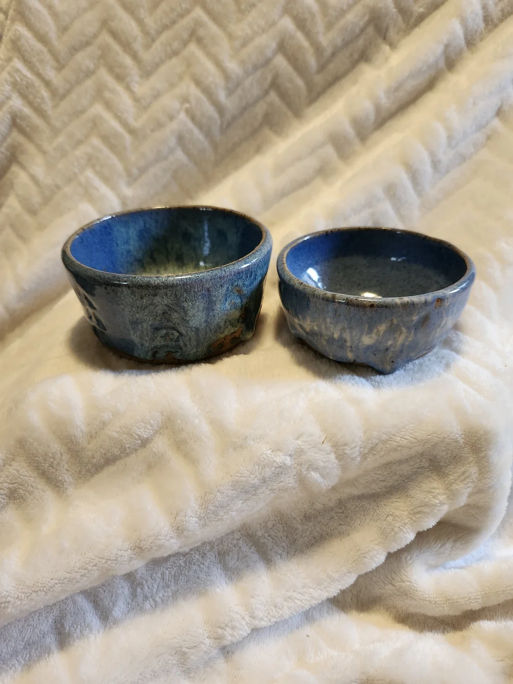 Handmade Blue Ceramic Nesting Bowls - Set of 2